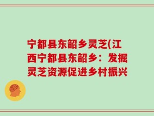 宁都县东韶乡灵芝(江西宁都县东韶乡：发掘灵芝资源促进乡村振兴