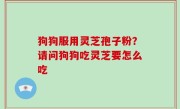 狗狗服用灵芝孢子粉？请问狗狗吃灵芝要怎么吃