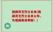西藏灵芝烈士名单(西藏灵芝烈士名单公布，为祖国英勇奉献！)