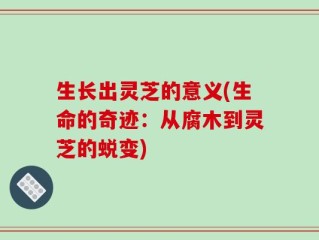 生长出灵芝的意义(生命的奇迹：从腐木到灵芝的蜕变)