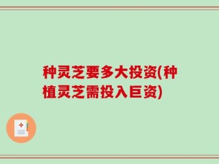 种灵芝要多大投资(种植灵芝需投入巨资)