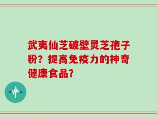 武夷仙芝破壁灵芝孢子粉？提高免疫力的神奇健康食品？
