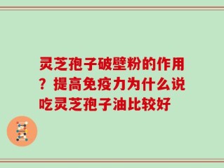 灵芝孢子破壁粉的作用？提高免疫力为什么说吃灵芝孢子油比较好