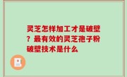 灵芝怎样加工才是破壁？最有效的灵芝孢子粉破壁技术是什么