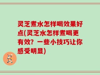 灵芝煮水怎样喝效果好点(灵芝水怎样煮喝更有效？一些小技巧让你感受明显)