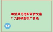 破壁灵芝孢粉宣传文案？九阳破壁机广告语