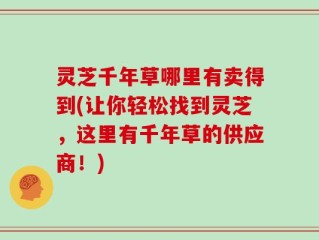 灵芝千年草哪里有卖得到(让你轻松找到灵芝，这里有千年草的供应商！)