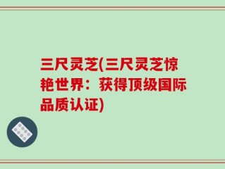 三尺灵芝(三尺灵芝惊艳世界：获得顶级国际品质认证)