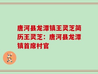 唐河县龙潭镇王灵芝简历王灵芝：唐河县龙潭镇首席村官