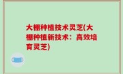 大棚种植技术灵芝(大棚种植新技术：高效培育灵芝)