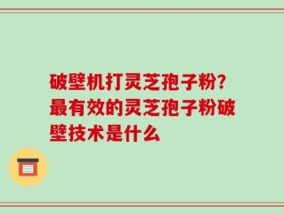 破壁机打灵芝孢子粉？最有效的灵芝孢子粉破壁技术是什么