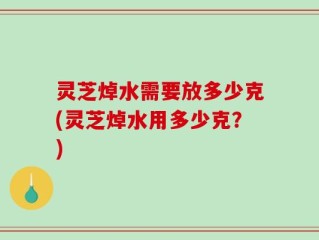灵芝焯水需要放多少克(灵芝焯水用多少克？)
