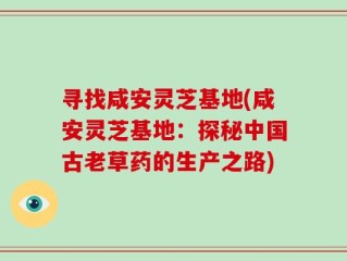 寻找咸安灵芝基地(咸安灵芝基地：探秘中国古老草药的生产之路)