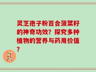 灵芝孢子粉百合菠菜籽的神奇功效？探究多种植物的营养与药用价值？
