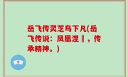 岳飞传灵芝鸟下凡(岳飞传说：凤凰涅槃，传承精神。)
