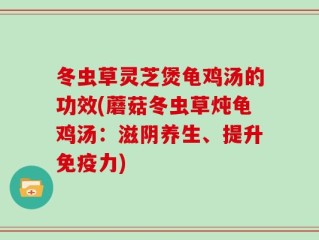 冬虫草灵芝煲龟鸡汤的功效(蘑菇冬虫草炖龟鸡汤：滋阴养生、提升免疫力)