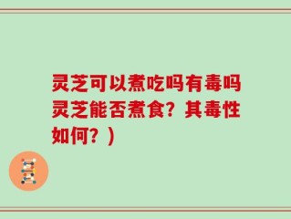 灵芝可以煮吃吗有毒吗灵芝能否煮食？其毒性如何？)