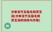 沙参玉竹五指毛桃灵芝汤(沙参玉竹五指毛桃灵芝汤的功效与作用)