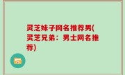灵芝妹子网名推荐男(灵芝兄弟：男士网名推荐)