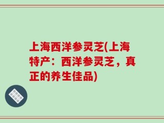 上海西洋参灵芝(上海特产：西洋参灵芝，真正的养生佳品)