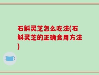 石斛灵芝怎么吃法(石斛灵芝的正确食用方法)