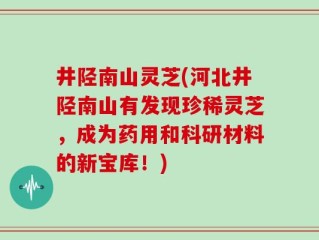 井陉南山灵芝(河北井陉南山有发现珍稀灵芝，成为药用和科研材料的新宝库！)