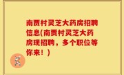 南贾村灵芝大药房招聘信息(南贾村灵芝大药房现招聘，多个职位等你来！)