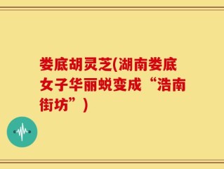 娄底胡灵芝(湖南娄底女子华丽蜕变成“浩南街坊”)