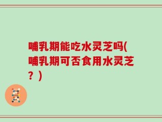 哺乳期能吃水灵芝吗(哺乳期可否食用水灵芝？)
