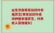 山东济南莱芜仪封村幸福灵芝(莱芜仪封村成功种植幸福灵芝，村民收入获得提升)