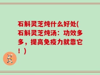 石斛灵芝炖什么好处(石斛灵芝炖汤：功效多多，提高免疫力就靠它！)