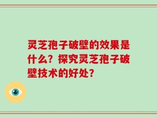 灵芝孢子破壁的效果是什么？探究灵芝孢子破壁技术的好处？