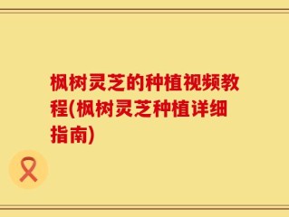 枫树灵芝的种植视频教程(枫树灵芝种植详细指南)