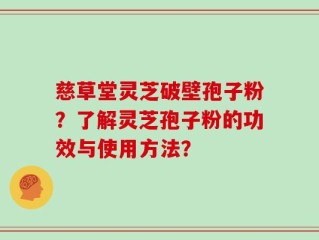 慈草堂灵芝破壁孢子粉？了解灵芝孢子粉的功效与使用方法？