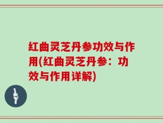 红曲灵芝丹参功效与作用(红曲灵芝丹参：功效与作用详解)