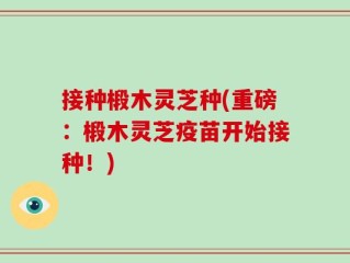 接种椴木灵芝种(重磅：椴木灵芝疫苗开始接种！)