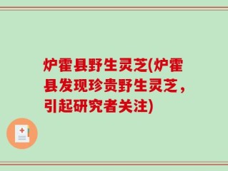 炉霍县野生灵芝(炉霍县发现珍贵野生灵芝，引起研究者关注)