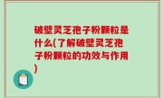 破壁灵芝孢子粉颗粒是什么(了解破壁灵芝孢子粉颗粒的功效与作用)