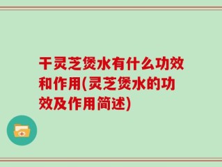 干灵芝煲水有什么功效和作用(灵芝煲水的功效及作用简述)