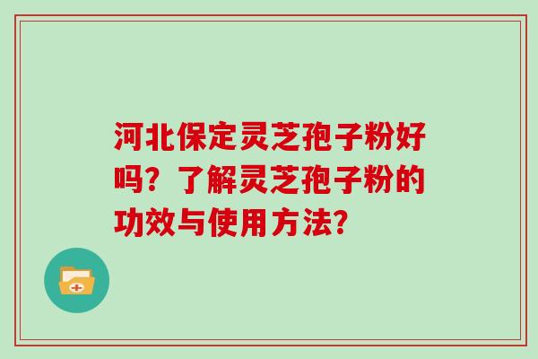 河北保定灵芝孢子粉好吗？了解灵芝孢子粉的功效与使用方法？
