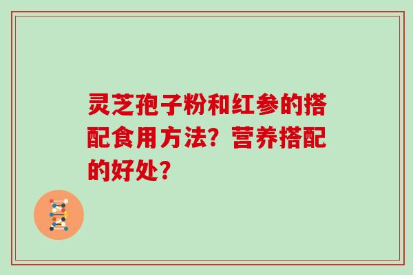 灵芝孢子粉和红参的搭配食用方法？营养搭配的好处？