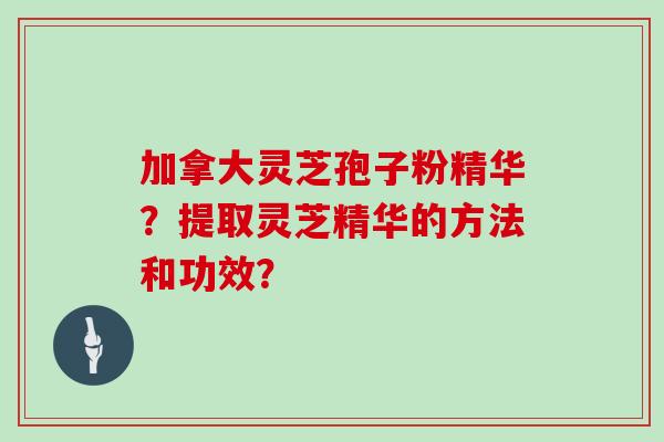 加拿大灵芝孢子粉精华？提取灵芝精华的方法和功效？