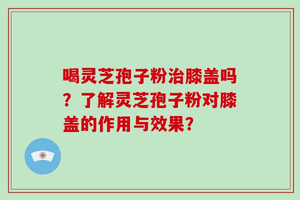 喝灵芝孢子粉膝盖吗？了解灵芝孢子粉对膝盖的作用与效果？