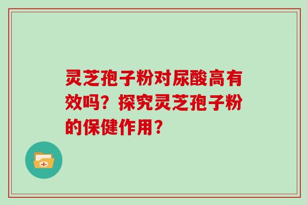 灵芝孢子粉对尿酸高有效吗？探究灵芝孢子粉的保健作用？