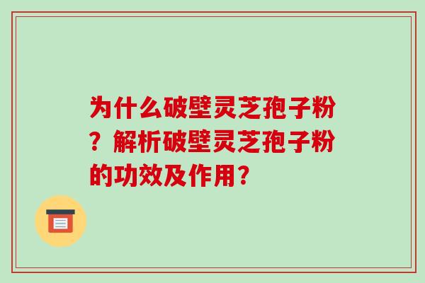 为什么破壁灵芝孢子粉？解析破壁灵芝孢子粉的功效及作用？