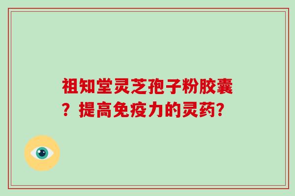 祖知堂灵芝孢子粉胶囊？提高免疫力的灵药？