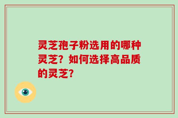 灵芝孢子粉选用的哪种灵芝？如何选择高品质的灵芝？