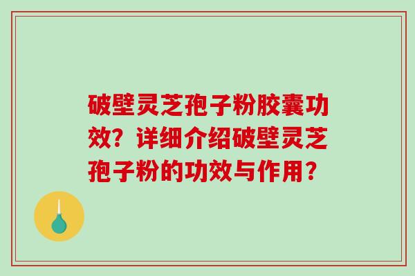 破壁灵芝孢子粉胶囊功效？详细介绍破壁灵芝孢子粉的功效与作用？