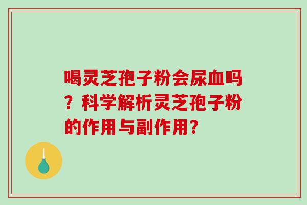 喝灵芝孢子粉会尿吗?科学解析灵芝孢子粉的作用与副作用? 喝灵芝孢子粉会尿吗?科学解析灵芝孢子粉的作用与副作用?