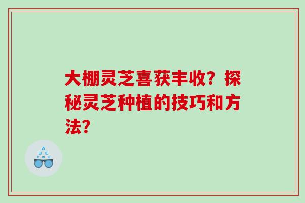 大棚灵芝喜获丰收?探秘灵芝种植的技巧和方法? 大棚灵芝喜获丰收?探秘灵芝种植的技巧和方法?
